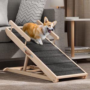 Aangepaste Opvouwbare Hondenhelling Draagbare Antislip Hondenhelling Lange Verstelbare Houten Hondentrap Opstapladder Met Hoge Tractiemat - Product Image 1