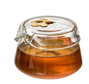 Wholesale Customized High Borosilicate Glass Honey Jar Kitchen Store Honey Pot