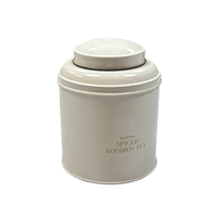 Boîte à thé ronde de luxe hermétique en métal noir mat pour thé en vrac café avec logo en relief en fer blanc