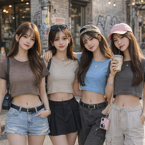 เสื้อยืดผู้หญิงฤดูร้อน พิมพ์ลายตามสั่ง สีพื้นเรียบ นุ่ม พิมพ์สกรีน รุ่นเสื้อยืดสั่งทำพิเศษ - Product Image 1