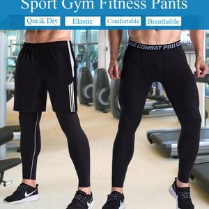 Pantalones de Yoga de Secado Rápido al por Mayor, Leggings de Compresión Blancos para Hombre, Pantalones Ajustados de Fitness 3/4 para Baloncesto - Product Image 4