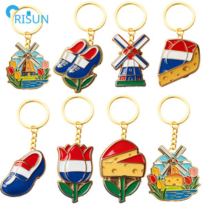 Llavero de fábrica con bandera de Holanda, Amsterdám, molino de viento, tulipán, zapatos, <span class=keywords><strong>queso</strong></span>, con logotipo personalizado, recuerdo. - Product Image 1
