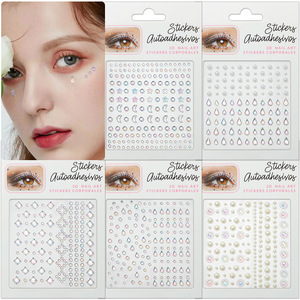 Adesivi per il Viso 3D Autoadesivi a Forma di Farfalla, Cuore, Luna, Stella, Strass Acrilici e Perle per Festival Musicali - Product Image 4