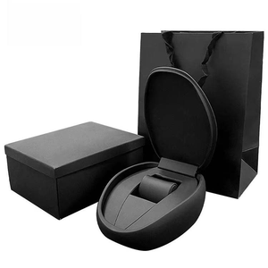 Boîte à montre ovale noire en cuir PU, fabrication directe d'usine, étui de rangement pour montre, logo personnalisé, boîte cadeau de luxe pour montre, étui de présentation pour montre - Product Image 1
