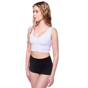 Fitted Women's Bamboo Crop Tank Top Made From Luxurious Soft And Breathable Bamboo Jersey Fabric With 1 Inch Wide Elastic Band