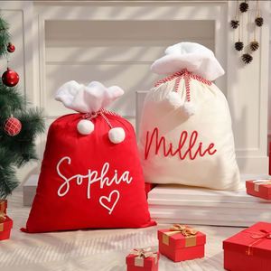 Custom Name <b>Christmas</b> Drawstring <b>Bag</b>, European Style Reusable Polyester Xmas Sack for Kids Family Holiday <b>Gift</b> - Product Image 3