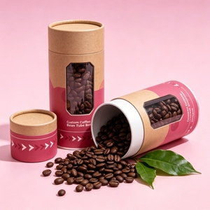 Recipiente Redondo de Papel Kraft Blanco Ecológico con Tapa de Plástico Sellada, Práctico Envase de Grado Alimenticio para Almacenamiento de Café y Té - Product Image 4