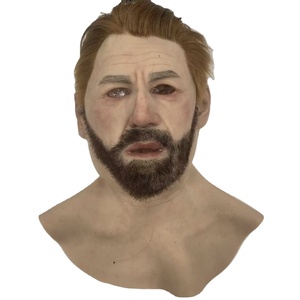 قناع سيليكون واقعي متوفر، قناع كامل للرأس عالي الواقعية مع شعر مصنوع يدويًا وفم مفتوح للتنكر والأداء - Product Image 1