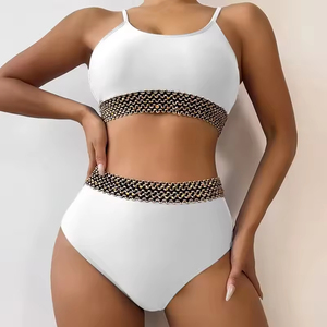 Nuevo Traje de Baño de Dos Piezas de Color Sólido, Bikini Sexy con Cuello Halter y Cintura Alta para Mujer - Product Image 2