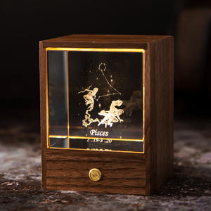 Luz de noche de <span class=keywords><strong>12</strong></span> Constelaciones personalizada creativa de madera maciza al por mayor con bola de cristal 3D artículo decorativo manualidad para regalo - Product Image 2