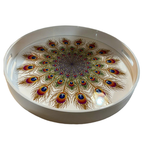 Plateau de service en laque exquis, plat artisanal brillant pour le petit-déjeuner et le thé, pièce décorative intemporelle pour toute pièce - Product Image 5