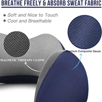 Oreiller cervical en mousse à mémoire de forme pure lavable en machine avec housse confortable et respirante Kit de voyage en avion (bleu)
