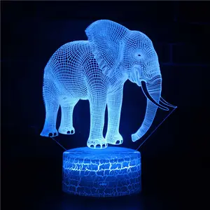 3D LED de luz de la noche de Puzzle de elefante figura de acción 7 colores táctil ilusión óptica lámpara de mesa decoración de casa modelo