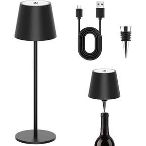 Lampada da Tavolo Wireless Antela LED con Controllo Touch Dimmerabile a Batteria Nera 11x11x36 Cm con Ricarica USB-C per Uso su Scrivania - Product Image 1