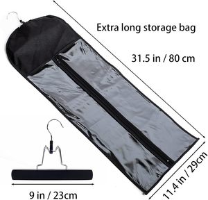 Sac de rangement et de transport extra long pour extensions de cheveux, perruques, postiches et queues de cheval, avec cintre, idéal pour le voyage - Product Image 3