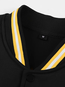 dropshipping Men's Calligraphy Embroidery Baseball Jacket, Casual Stylish <b>Long</b> <b>Sleeve</b> Buttons Coat Outdoor Clothes - Product Image 4