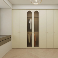 Système de rangement modulaire ouvert en bois de luxe pour chambre à coucher, armoire 6 portes, meuble de rangement en bois