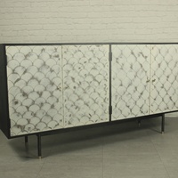 Meuble buffet en bois massif pour salle à manger, design créatif à motif écailles de poisson, armoire de rangement, buffet en bois