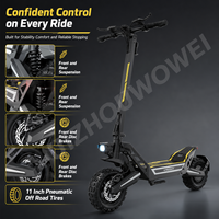 Scooter électrique tout-terrain 1200W, batterie 48V 18.2Ah, pneus pneumatiques de 11 pouces, scooter électrique pour adultes, 55 km/h, autonomie de 50 km