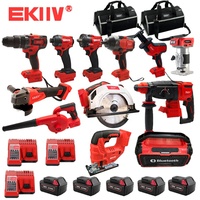 EKIIV Industrial - Kit Combinado Inalámbrico de 11 Piezas y 21 V, Kit Combinado de Herramientas Eléctricas Inalámbricas de Alta Calidad con CE