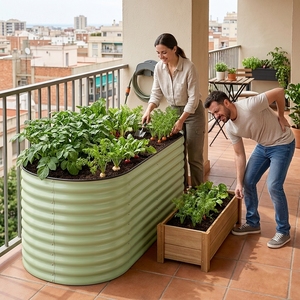 Bac à légumes ovale surélevé ergonomique de 34 pouces, jardinière en métal résistant à la rouille pour pommes de terre et carottes, usine OEM/ODM - Product Image 1