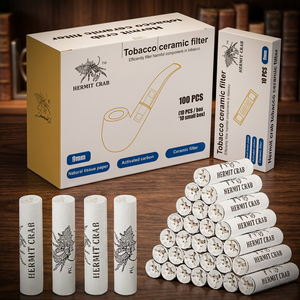 Filtres à tabac en céramique Hermit Crab 9 mm, charbon actif, 100 pièces, réutilisables - Product Image 3