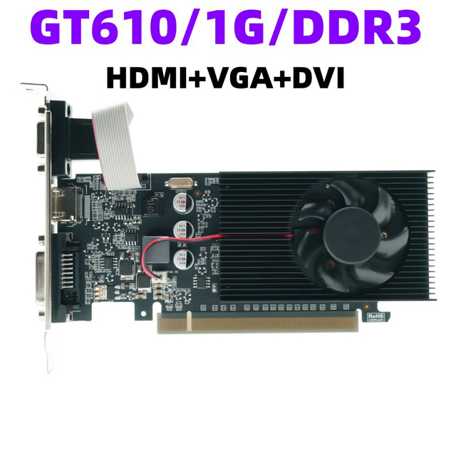 New GT610 1GB DDR3 Discrete Graphics Card with Fan Cooling for Desktop Use High-Definition Video and Office Applications
