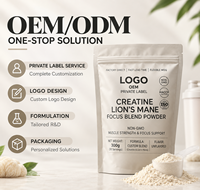 Direct usine, délai de livraison rapide, MOQ flexible, créatine végétalienne pour adultes, non-OGM, pour la force musculaire et l'entraînement, marque personnalisée, Lion's Mane Focus