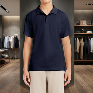 เสื้อเชิ้ตผู้ชายลำลองแบบสวมใส่สบาย ติดกระดุม ผ้าถักโพลีเอสเตอร์ 100% ระบายอากาศได้ดี แขนสั้น - Product Image 4