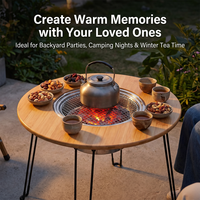 Table de barbecue pliable en bambou naturel OEM/PDM, table de camping, table de pique-nique pliable pour utilisation en jardin avec barbecue au charbon de bois portable