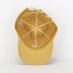 Gorra de Papá Personalizada de 6 Paneles, Sin Estructura, Amarilla, con Visera Curva, Estilo Deportivo Vintage, Logotipo Bordado, Lazos, 100% Lona de Algodón, para Adultos - Product Image 6