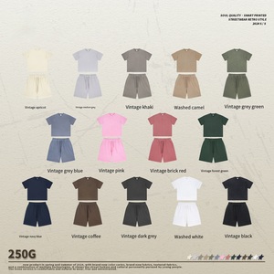 Estate lavate e tinte vecchie t-shirt Set da strada maniche corte e pantaloncini da coppia indossano camicie e pantaloncini - Product Image 3