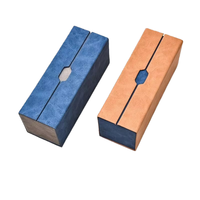 Étui à lunettes rectangulaire semi-rigide en cuir PU double couche avec logo personnalisé et motif imprimé pour le rangement des lunettes de soleil