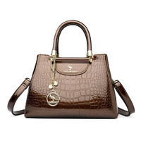 Sac fourre-tout pour femme, nouveau sac à bandoulière élégant, design monogramme classique, fermeture à glissière, motif crocodile, grande capacité
