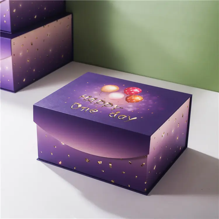 Caja de regalo de cartón para cumpleaños, Cajas de Regalo personalizadas de gran calidad con tapa, 3 tamaños