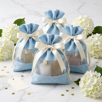 Sac en lin personnalisé avec cordon de serrage, pochette cadeau réutilisable, sac de rangement pour bijoux, cosmétiques, cadeaux de mariage