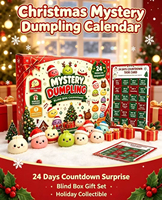 Calendrier de l'Avent 2026 : Boîte Mystère de Noël TPR à Montée Lente, Compte à Rebours Aléatoire, Jouets Squishy en Forme de Bao Bun à Presser
