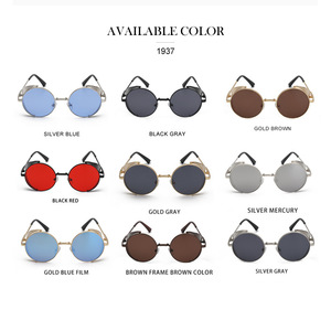 Lunettes de soleil rétro à monture ronde pour hommes, monture noire, verres PC, protection UV400, style tendance pour la conduite et les voyages - Product Image 3