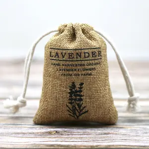Bolsa de arpillera con cordón, bolsas de yute para semillas de lavanda, venta al por mayor