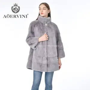 High quality Thick Elegant Trim Premium Exclusive Stylish Luxury Adult Women China Natural Real Mink Fur Coats