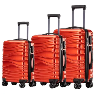 Set tas bagasi troli pemasok langsung pabrik kustom ABS PC 20/24/28 inci bergulir 3 buah koper karton wanita dibuat sesuai pesanan