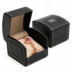 Handmade Bracelet Box Custom Shape Faux Leather Jewelry Gift Box Custom Bracelet Pillow Foil Stamping Custom Logo Factory Direct - Product Image 5