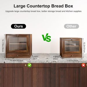 Adjustable Wooden Bread Storage <b>Container</b> Three Layer With Lid For Kitchen Countertop Use - Product Image 4