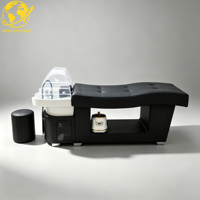 Fauteuil de lavage et de massage capillaire réglable sur mesure pour salon de coiffure et spa, en cuir PU noir et blanc, avec structure en acier inoxydable durable, pour instituts de beauté et barbiers