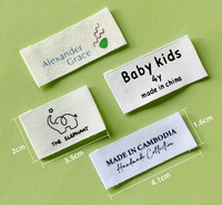 Étiquettes tissées personnalisées en coton avec logo, pliées en extrémité, rectangulaires ou carrées, pour vêtements, sacs et chaussures