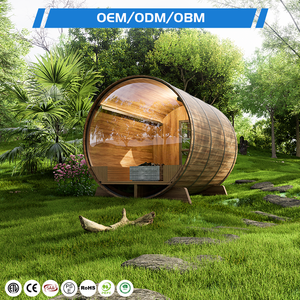 Sauna extérieur rond en bois avec fenêtre <span class=keywords><strong>panoramique</strong></span> pour la détente familiale, sauna en baril de cèdre - Product Image 2
