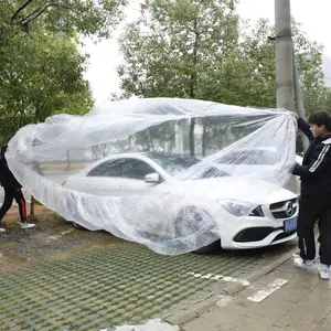 Baixo preço atacado tampa do carro modelo universal transparente plástico descartável pe carro capas para auto