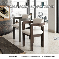 Fauteuil de salle à manger moderne en bois massif, dossier ergonomique convertible |   Revêtement en lin écologique pour hôtels, villas et appartements