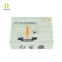 Vente en gros d'usine petit emballage de capsule de cellulose mince à clapet avec logo personnalisé en bois Mdf vert