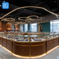 Vitrine à bijoux haut de gamme en bois laqué avec éclairage intégré pour boutique, centre commercial